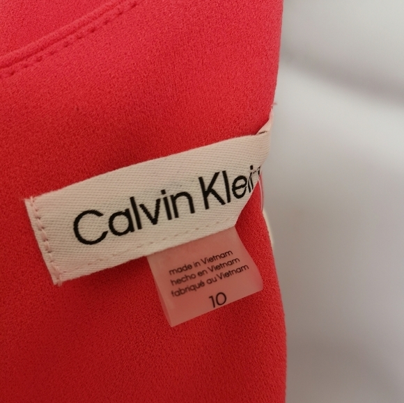CALVIN Klein shift dress bell sleeve flounce hem coral size 10 NWT - Picture 5 of 12